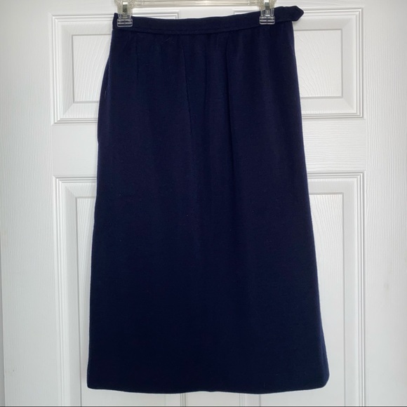 YSL Yves Saint Laurent navy blue wool skirt vintage size 42 lined - Picture 1 of 4